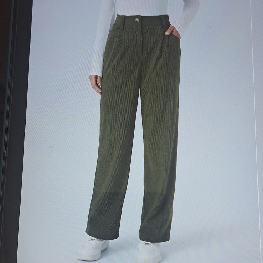 4X.   HALARA CORDUROY PLICATED CASUAL PANTS